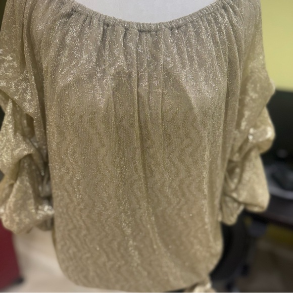 CeCe Shimmering Gold Blouse - Picture 13 of 14